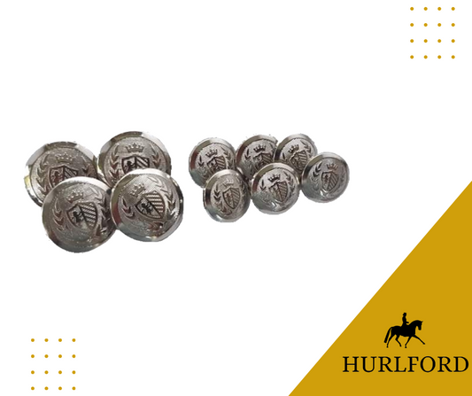 Silver Button Set Shield & Crown