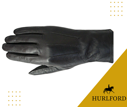 Adults Hurlford Black Leather Gloves